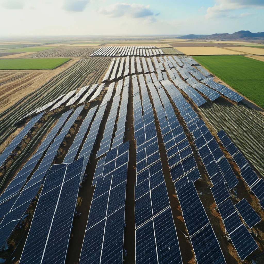 Pozemná solárna elektráreň v poľnohospodárskej oblasti